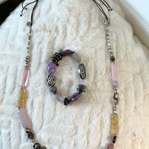 Silpada Purple, Silver Necklace and Bracelet